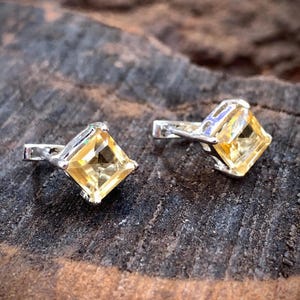 Yellow Citrine Studs with 925 Sterling Silver, Birthstone Studs, Dainty Birthstone Earrings, Perfect Jewelry Gift for Mom, Birthday Present