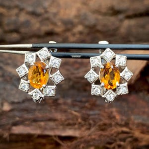 Citrine Stud Earrings, Natural Gemstone, Sterling Silver, November Birthstone