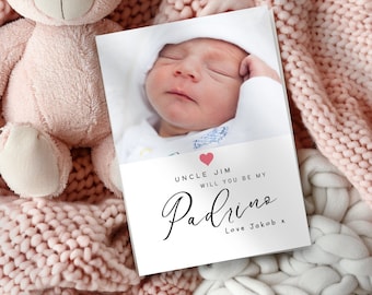 Will You Be My Padrinos Card, for boy or girl, Spanish Godfather Proposal Invitation, Be My Padrino, Card For Padrinos, Godparent, Digital