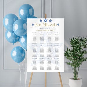 Mitzvah Seating Chart, Bar Mitzvah, Bat Mitzvah, Table Arrangement, Find Your Seat, Jewish Event, Celebration, Digtial Download, Printable