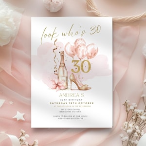 30th Birthday Invitation, Dirty 30 Wine and Heels, Digital Female Invite, Talk Thirty to Me, Digital and Electronic, Editable and Printable
