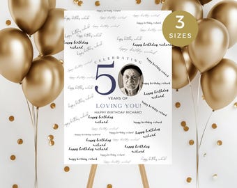 Birthday Signature Board Printable, Custom Guest Book, Unique Party Decor,  Personalized Keepsake for Memories, Autograph Poster for Guests