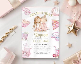 13th Birthday Sleepover Invitation, Tween To Teen Party Invitation, Teenage Era, Any Age Invite, Slumber & Movie Night Text E Invite
