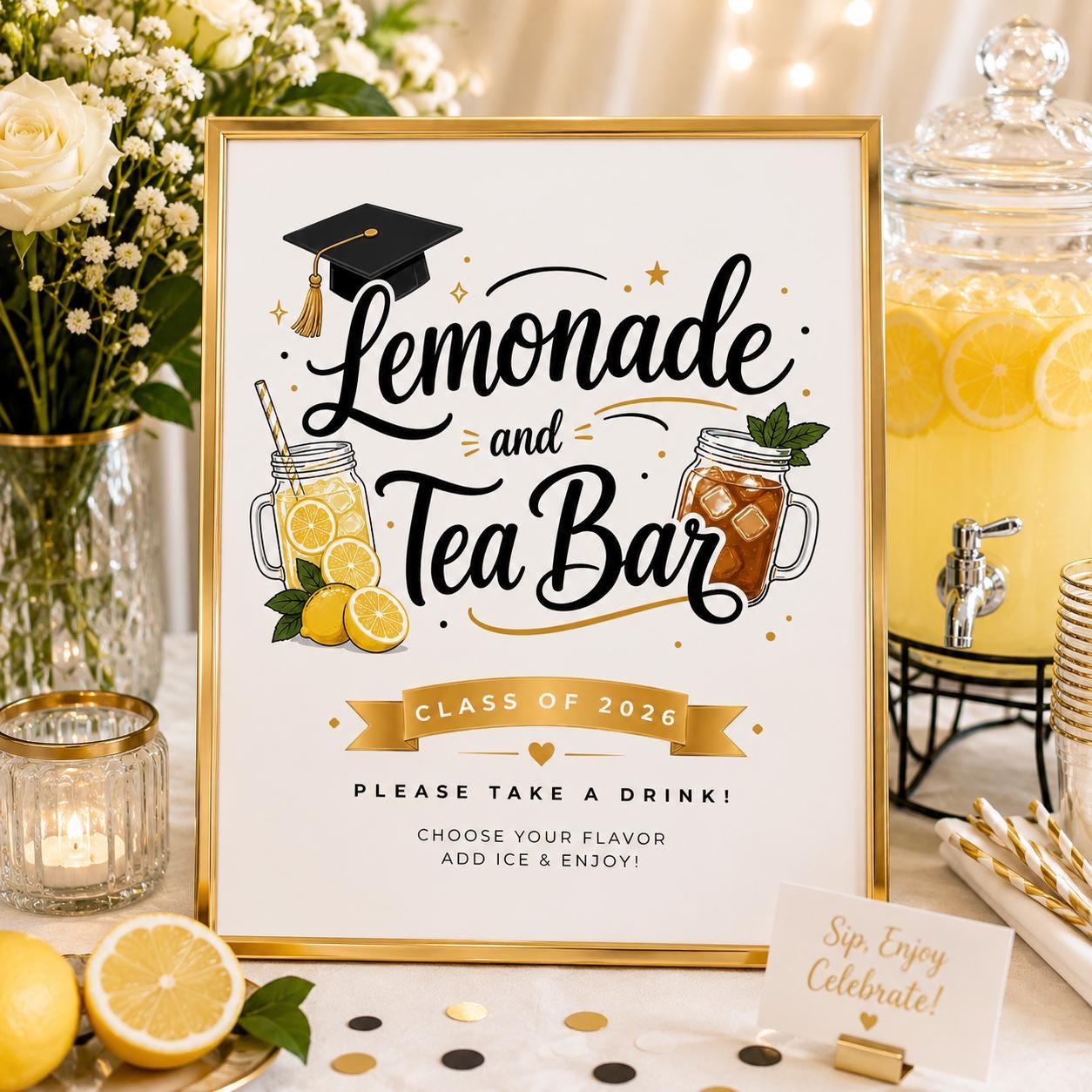 Lemonade and Tea Bar Sign Grad Party, Class of 2026 Graduation Party ...
