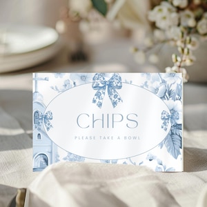 Baptism Buffet Labels, Blue Toile, Editable Printable Food Tent Cards, Christening Party Food Decorations, Baby Boy Table Decor, Religious