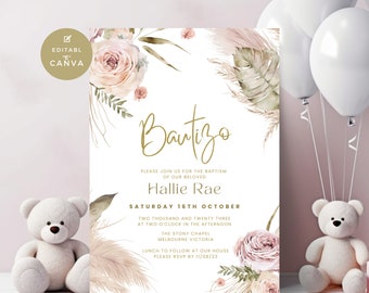Mi Bautizo Invitation Girl, Invitaciones De Bautizo Template, Invitations Spanish Digital, Nina, Mi Bautizo for Girls, Espanol, SP02