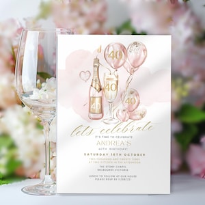 Happy 40th Birthday Invitation, Hello Forty Female Invite, Aged to Perfection Wine Theme, 40 & Fabulous Party  Digital and Electronic,