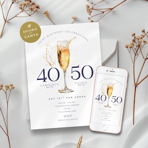 Joint Birthday Party Invitation, Adult Double Celebration, Combined Birthday Invite, Printable & Editable Template, Any Age or Celebration