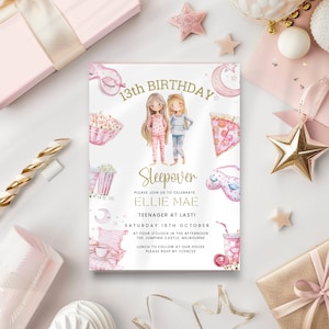 13th Birthday Sleepover Invitation, Tween To Teen Party Invitation, Teenage Era Digital Phone Invite, Slumber & Movie Night Text E Invite