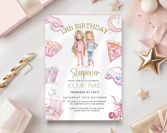 13th Birthday Sleepover Invitation, Tween To Teen Party Invitation, Teenage Era Digital Phone Invite, Slumber & Movie Night Text E Invite