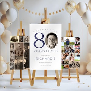 80th Birthday Photo Collage Template, Customizable Birthday Gift, Number Collage Poster. Editable Birthday Keepsake, Family Celebration