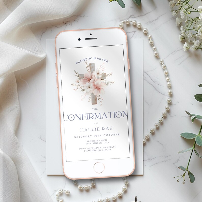 Confirmation Text Invitation, Girls Modern & Traditional Catholic ...