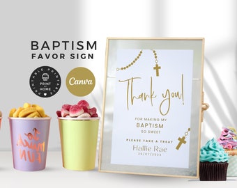 Baptism Favor Sign Template, Custom Sign, Dessert Table Sign, Favor Tag, Thank you Tag, Favour Stickers, Baptism Decor, Please take a favor