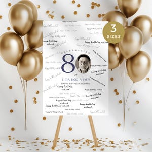 80th Birthday Signature Board Printable, Custom Guest Book, Unique Party Decor,  Personalized Keepsake for Memories and Celebrations,