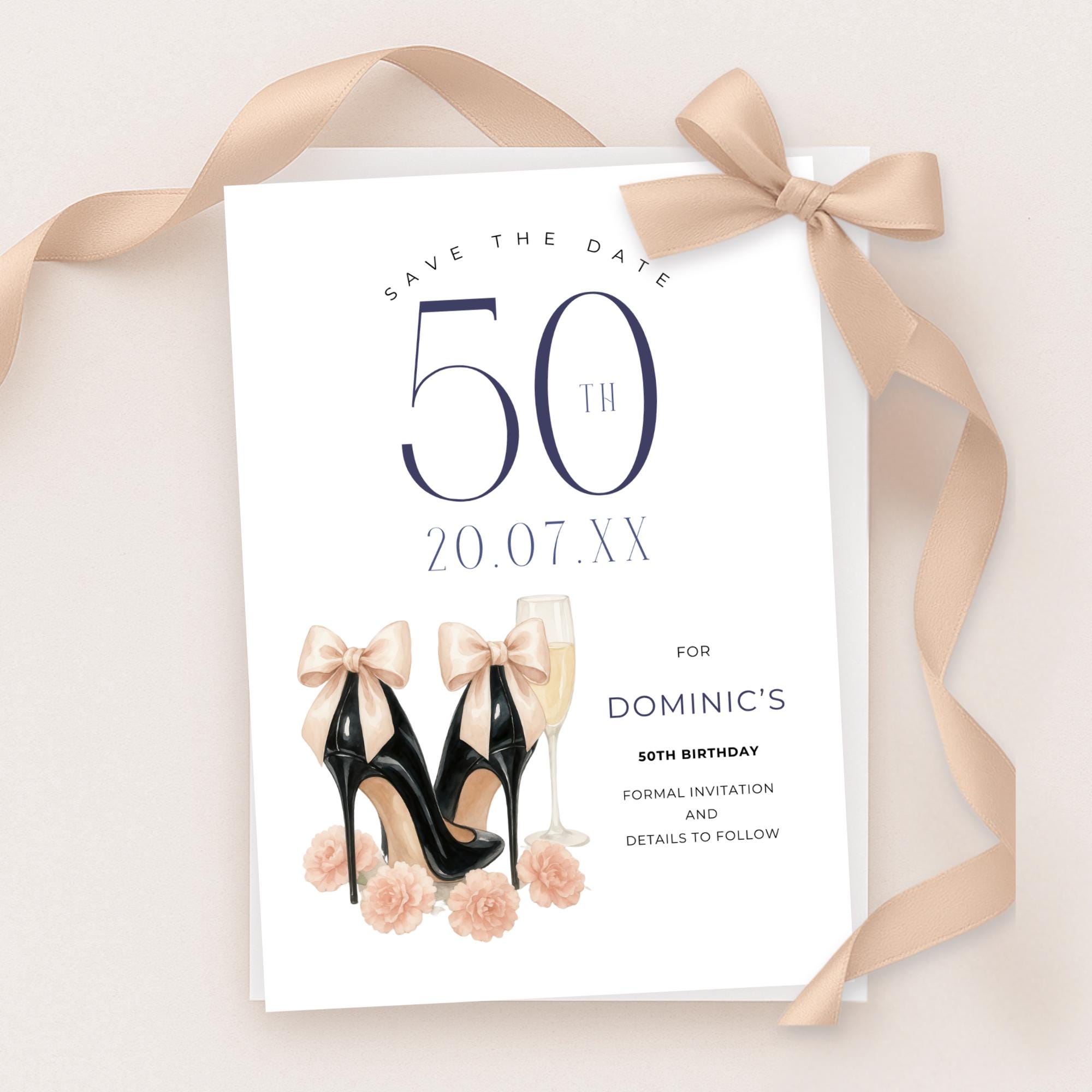 ELLE 50 ans! Spécial Anniversaire4冊 Luxury 50th Birthday Save the Date Invitation, Classy Designer