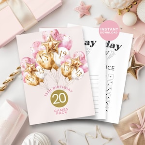 13th Birthday Girl Games, for Tweens and Teens, Thirteenth Party Activites, Pajama or Sleepover Girls Activites, Downloadable PDF Printable