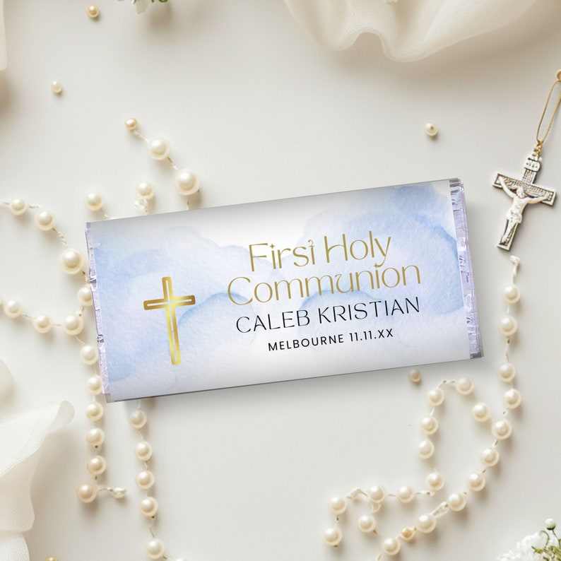 Chocolate Wrapper Template First Communion, 1st Communion Candy Bar ...