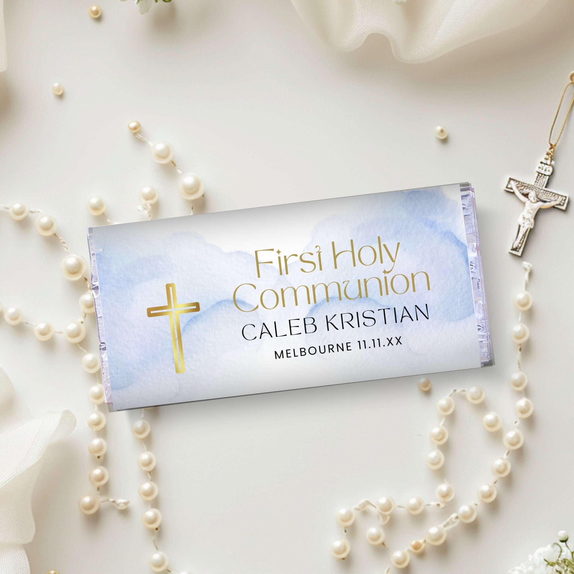 Chocolate Wrapper Template First Communion, 1st Communion Candy Bar ...