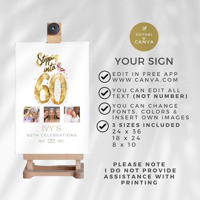 60th Birthday Sign With Pictures, Look Whos 60 Welcome Board ...