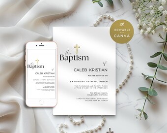 Baptism Invitation for Adult, Modern Minimalist Catholic Gender Neutral Baptism E Invite, Simple and Minimal, Minimalistic Text or Email,