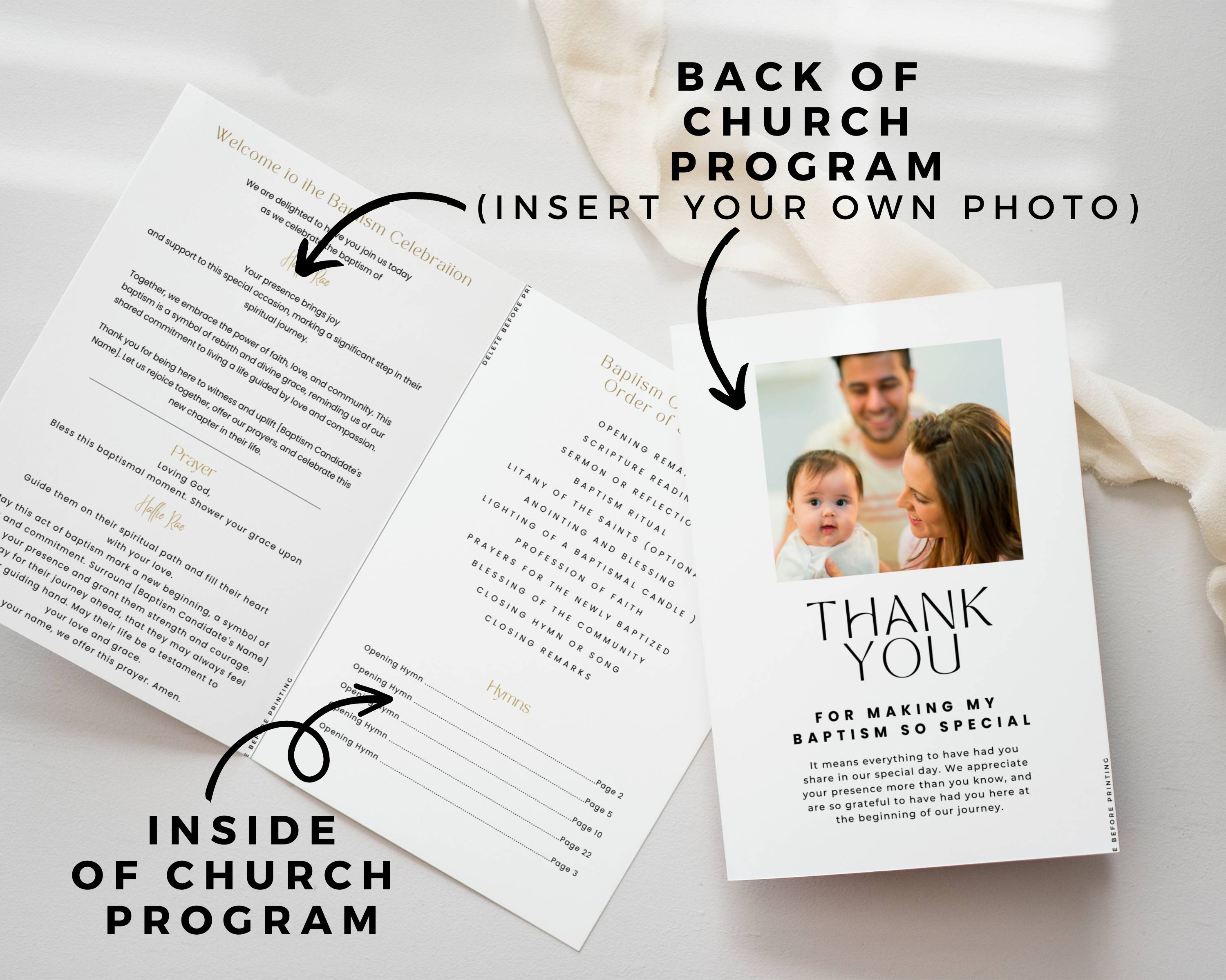 Editable Baptism Program Order of Service Minimalistic Etsy
