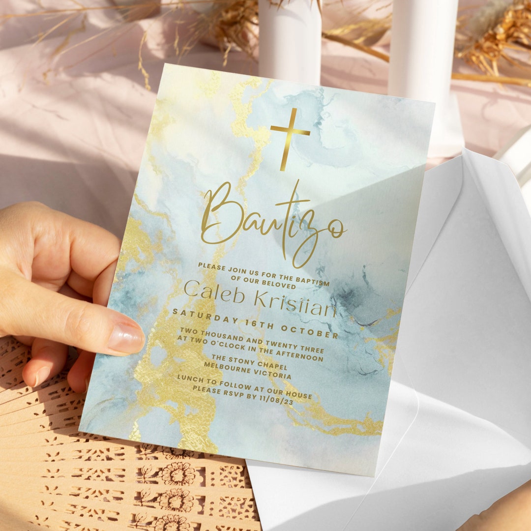 Baptism Invitations in Spanish Template Invitacion De Etsy