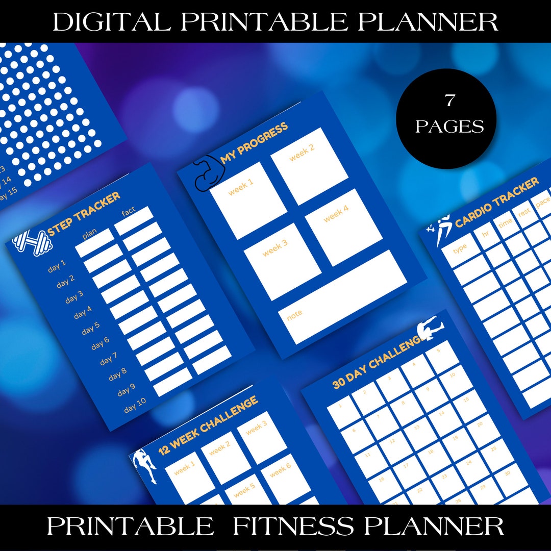 Printable Plannerfitness Planner|workout Plannner|measurement Tracker|exercise Planner|wellness ...