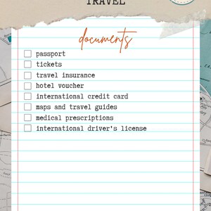 Printable Travel Checklist, Travel Packing List, Travel Planner, Travel Organizer, Vacation Essentials