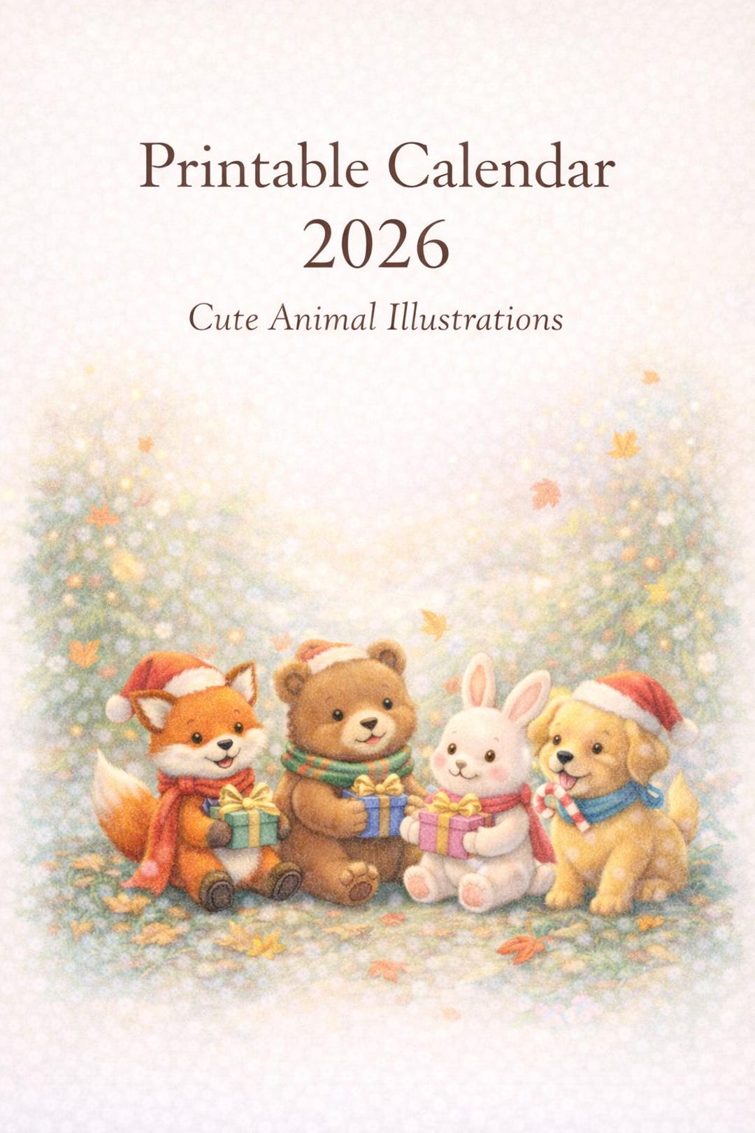 Printable Calendar 2026 for Kids & Family | Cute Animal Wall Calendar ...