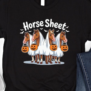 Ghost Horse Shirt Horse Sheet Sweatshirt Halloween Horse Hoodie Spooky Horses Shirt Western Cowboy Horse Lover Gift Fall Pumpkin Horse Shirt