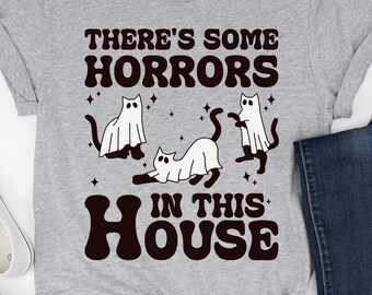 Camiseta de Halloween con diseño de gato fantasma / Regalo para amantes de los gatos en esta temporada espeluznante
