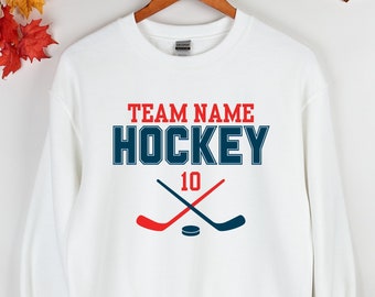 Custom Hockey Sweatshirt Personalized Hockey Hoodie Hockey Team Name Shirt Game Day Sweatshirt Hockey Players Jersey With Number Hockey Mom