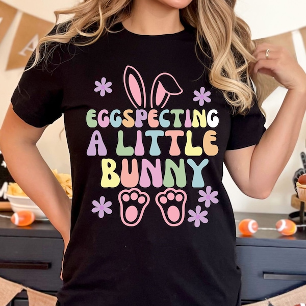 Easter Pregnancy Announcement Shirt Eggspecting A Little Bunny Shirt Spring Pregnancy Reveal Shirt Retro Maternity Sweatshirt Pregnant Gifts