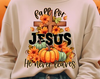 Fallen für Jesus Sweatshirt, christlichen Herbst Rundhalsausschnitt