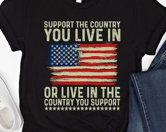 Amerikansk flagga, stolt amerikansk skjorta, USA, patriotisk t-shirt, jag älskar Amerika, 4 juli-skjorta, stöd det land du bor i