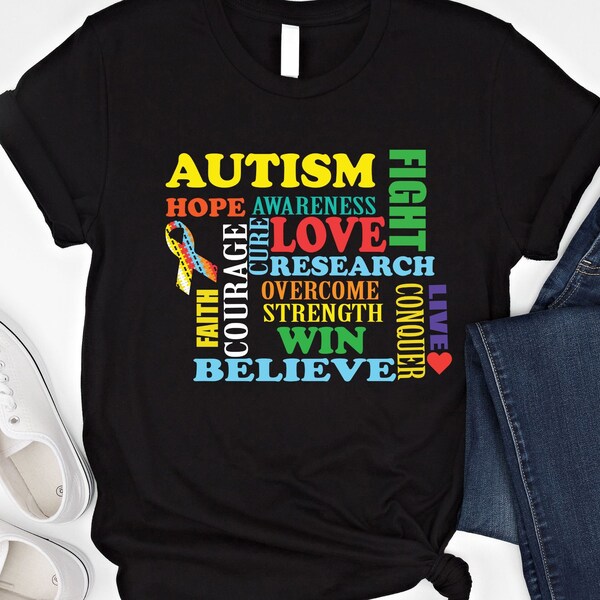 Autism Awareness Shirt Autistic Shirt Autism Kids Tshirt Autism Mom Sweatshirt Spectrum Disorder Shirt Peace Love Cure Hope Autism T-Shirt