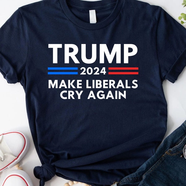 Maglietta Uomo Trump 2020 'Make Liberals Cry Again' – Cotone 100% – Taglia L