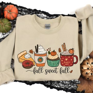 Felpa girocollo autunnale, dolce camicia autunnale, maglione autunnale con caffè latte, felpa autunnale con cappuccio, felpa autunnale, felpa calda