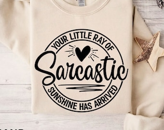 Sudadera "Tu pequeño rayo de sol sarcástico ha llegado": sudadera con meme divertido, camiseta con sarcasmo