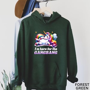 Ich bin hier für das Gangb * ng-Shirt Lustiges peinliches Sweatshirt Dirty Humor Hoodie Schlüpfriges Shirt Unangemessenes Offensives Shirt Einhorn Meme Bild 6