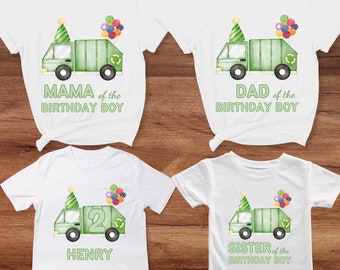 Chemise d'anniversaire de camion à ordures pour tout-petits Chemise d'anniversaire personnalisée de camion à ordures pour famille