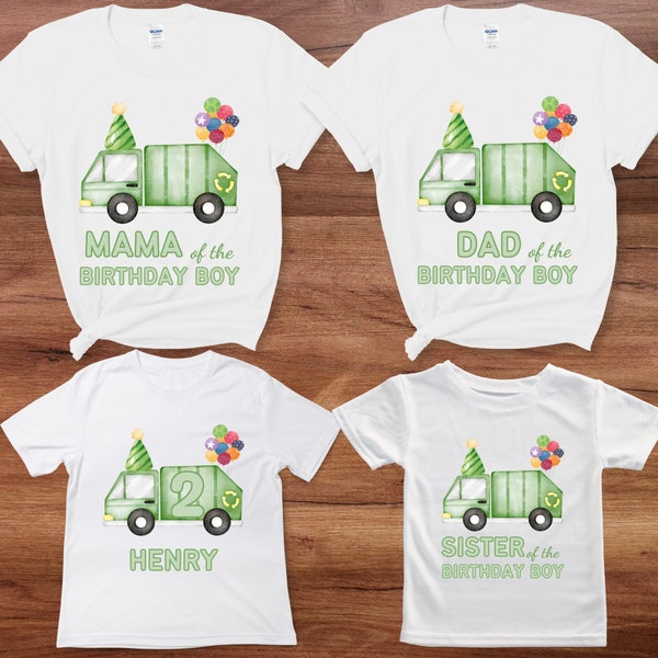 Kleinkind-Müllwagen-Geburtstags-Shirt Familie personalisiertes Müllauto-Geburtstags-Shirt Kinder Trash Bash Geburtstags-Jungen-T-Stück Müllwagen-T-Shirt