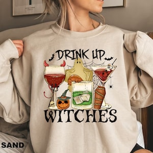 Halloween Drinking Shirt Drink Up Witches Tshirt Halloween Party Sweatshirt Halloween Wine Sweater Hallowine Shirt Wine Drinking Hoodie