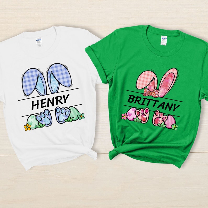 Personalized Easter Shirts for Kids Custom Name Easter Bunny Shirt