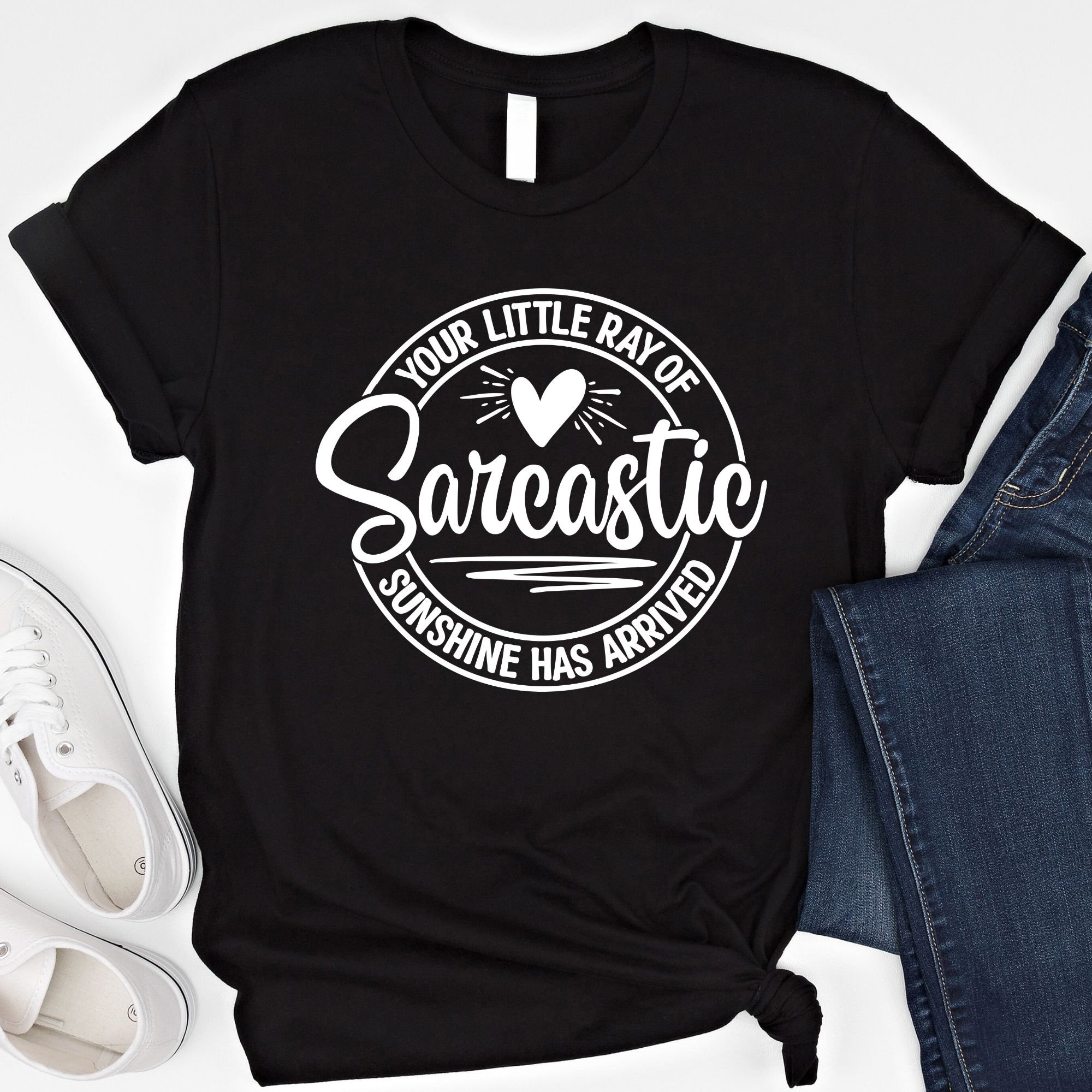 Funny Sarcastic Sweatshirt For Women - 'Your Little Ray Of Sarcastic Sunshine' Graphic Pullover Long Sleeve Top