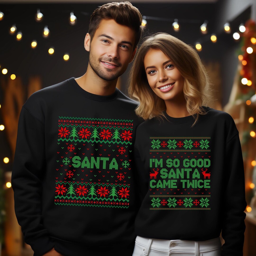Funny Christmas Couple Sweatshirt Ugly Christmas Sweater for Couples