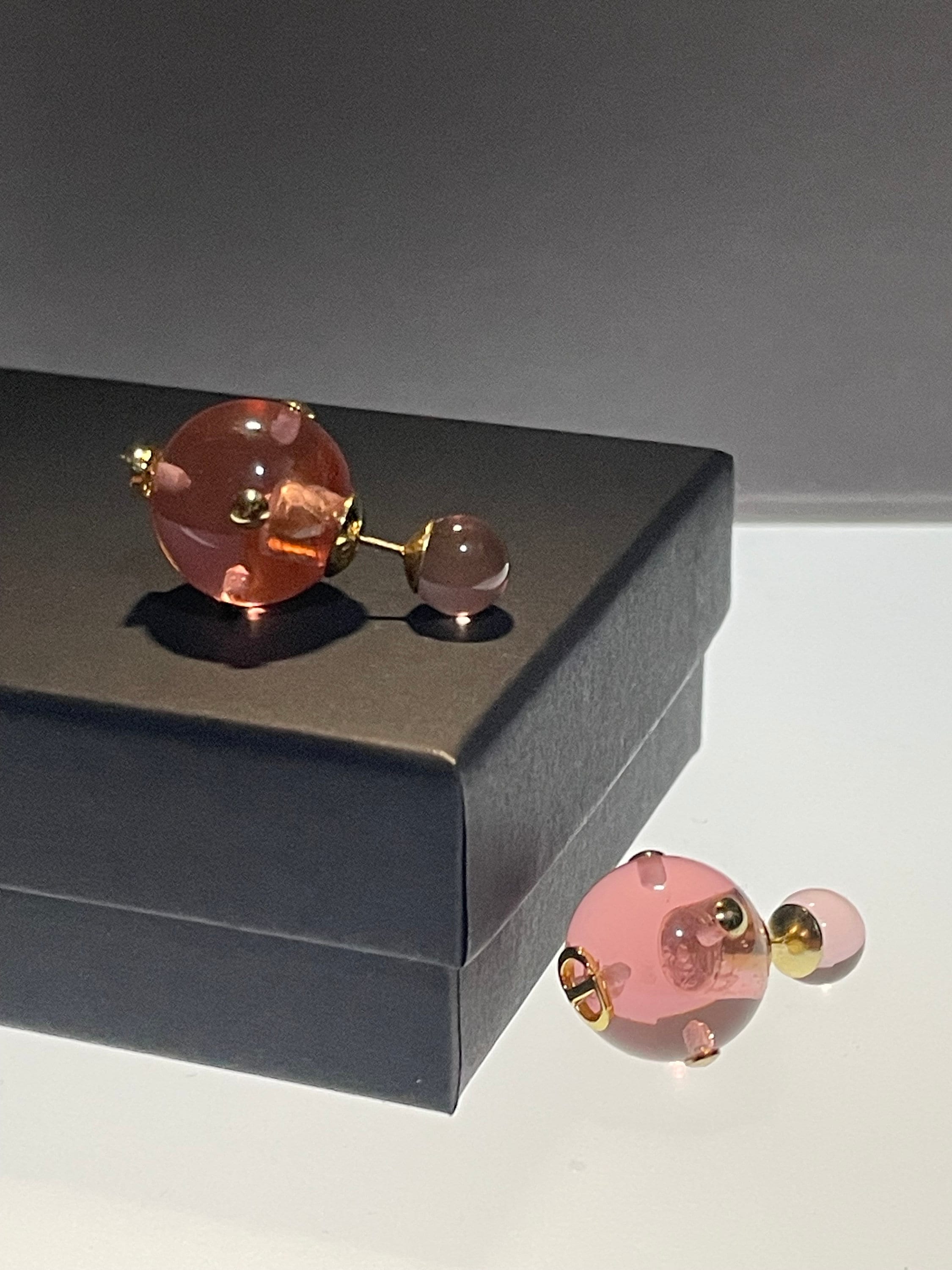 LV White & Gold Swarovski Crystal Stud Earrings