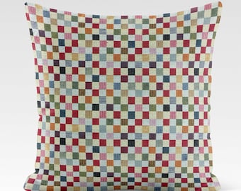 Housse de coussin 14 tailles, tapisserie de petits échecs en coton, carrés à carreaux faits à la main