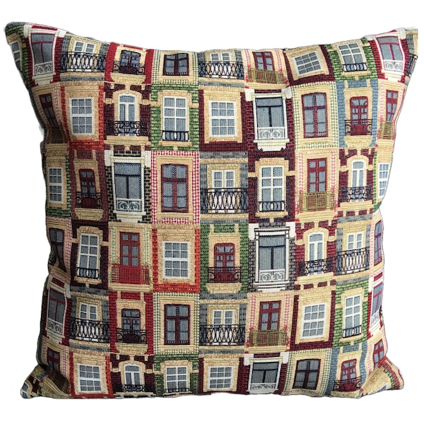 Cushion Cover 14 Sizes Lisbon Tapestry Cotton Handmade Houses Villa Heritage