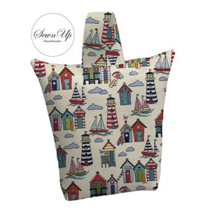 Unfilled Fabric Doorstop 4 Sizes Marine Beach Huts Tapestry Handmade Door Stop Sea Seaside Gift